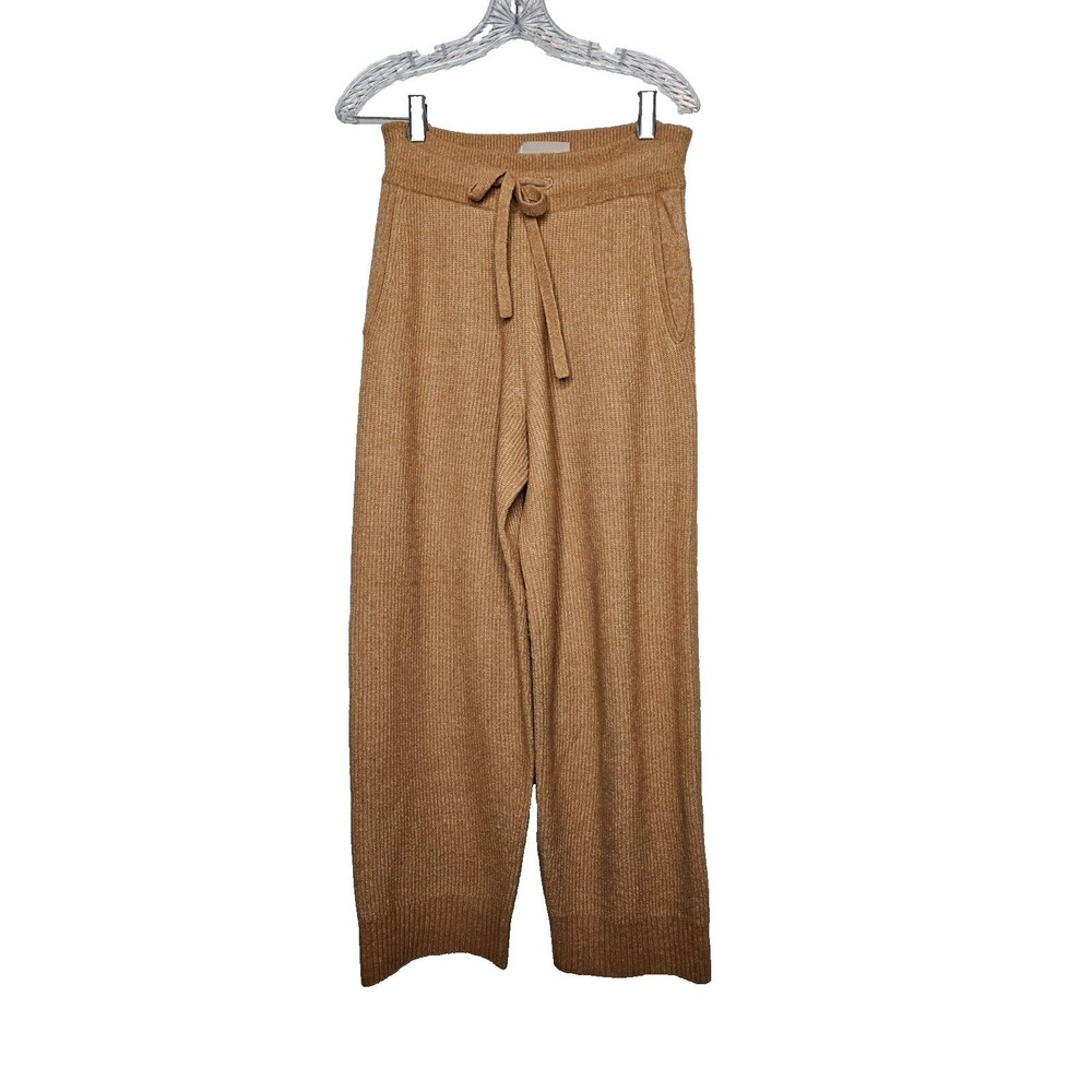 EVERLANE Wool Yak Blend Knit Pants Medium Elastic Drawstring Waist Pockets Brown